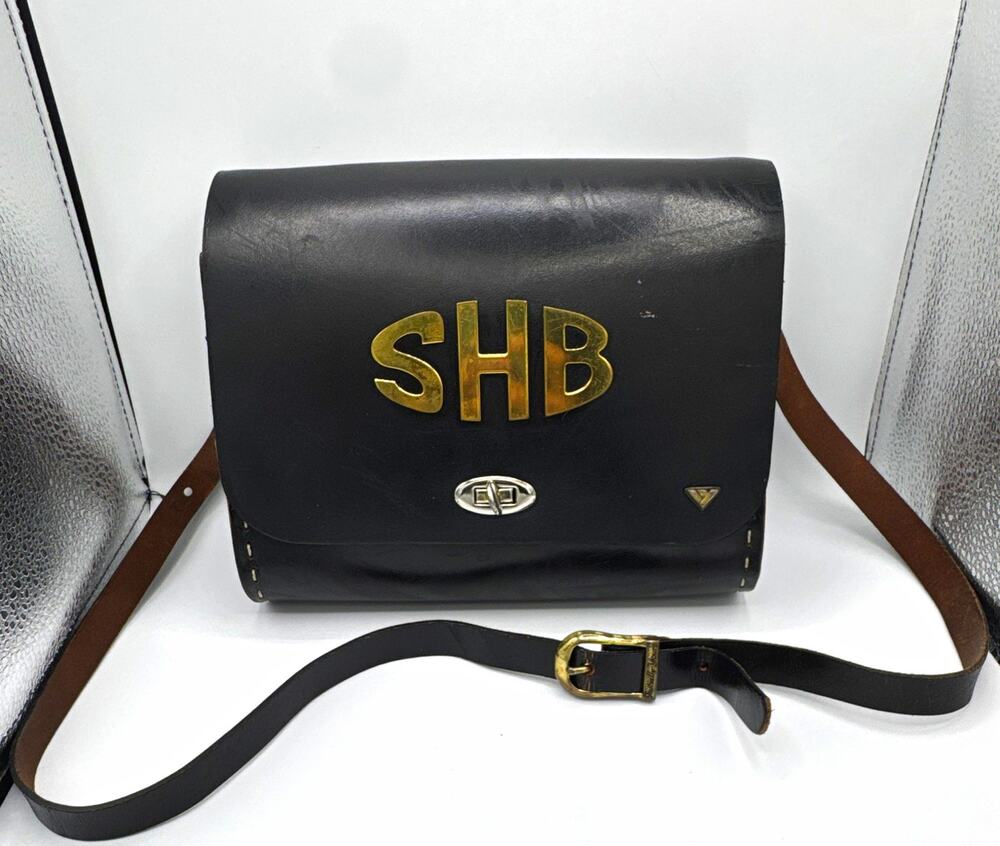 Vintage 1960s Initially Yours Melbourne Mfg Co StLouis Leather Crossbody Bag SHB
